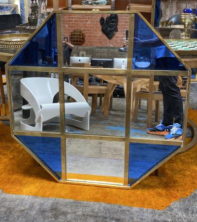 Mid Century Modern Octagonal Oversize Wall Mirror Italy 1970