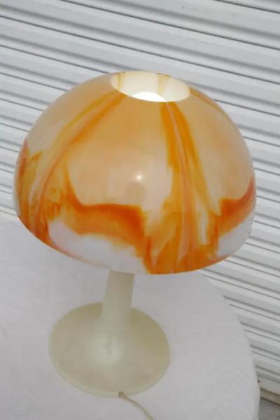 Mid Century Modern Orange Mushroom Lamps