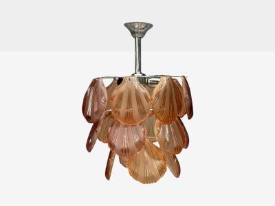 Mid Century Modern Orange Shell Motif Murano Glass Pendant Light 1960s