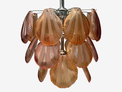 Mid Century Modern Orange Shell Motif Murano Glass Pendant Light 1960s