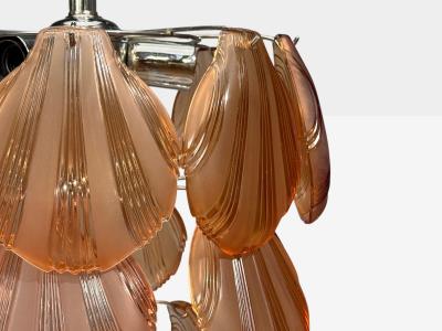 Mid Century Modern Orange Shell Motif Murano Glass Pendant Light 1960s