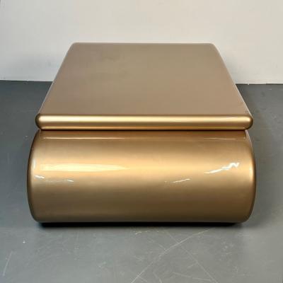 Mid Century Modern Organic Coffee Cocktail Table Gold Metallic Fiberglass 1980s