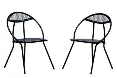Mid Century Modern Outdoor Black Metal Mesh Patio Folding Chairs by Rid Jid
