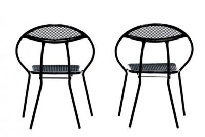 Mid Century Modern Outdoor Black Metal Mesh Patio Folding Chairs by Rid Jid