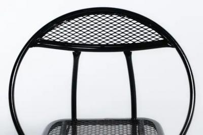 Mid Century Modern Outdoor Black Metal Mesh Patio Folding Chairs by Rid Jid