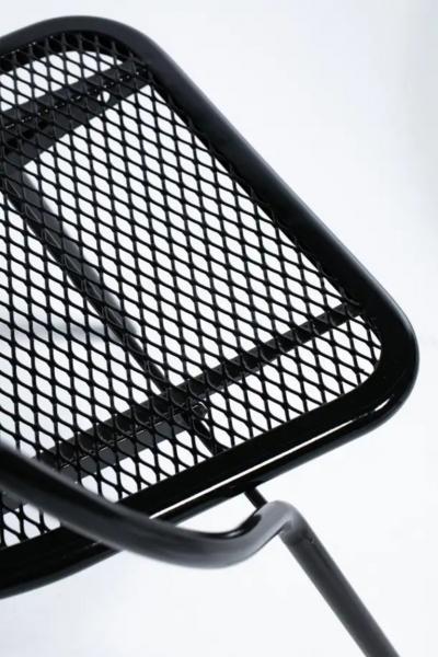 Mid Century Modern Outdoor Black Metal Mesh Patio Folding Chairs by Rid Jid