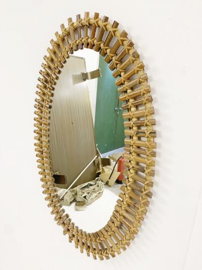 Mid Century Modern Oval Bamboo Mirror