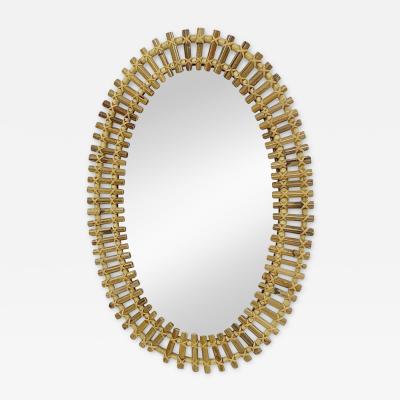 Mid Century Modern Oval Bamboo Mirror