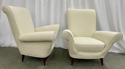 Mid Century Modern Pair Lounge Chairs Manner of Paolo Buffa Boucl 