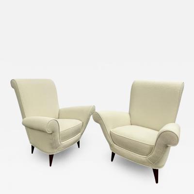 Mid Century Modern Pair Lounge Chairs Manner of Paolo Buffa Boucl 