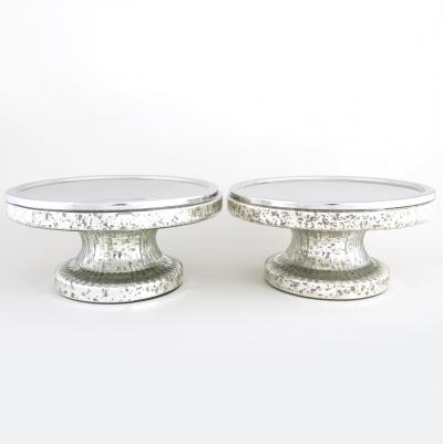 Mid Century Modern Pair Tableware Mercury Glass Serveware Tazza