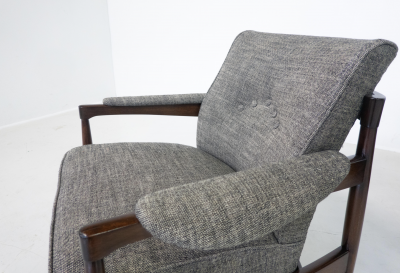 Mid Century Modern Pair of Armchairs Wood and Grey Fabric Italy 1960s