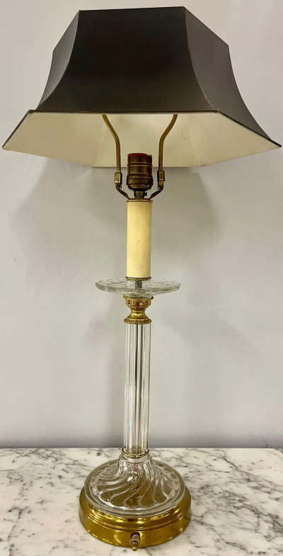 Mid Century Modern Pair of Baccarat Style Table Lamps Crystal 1960s