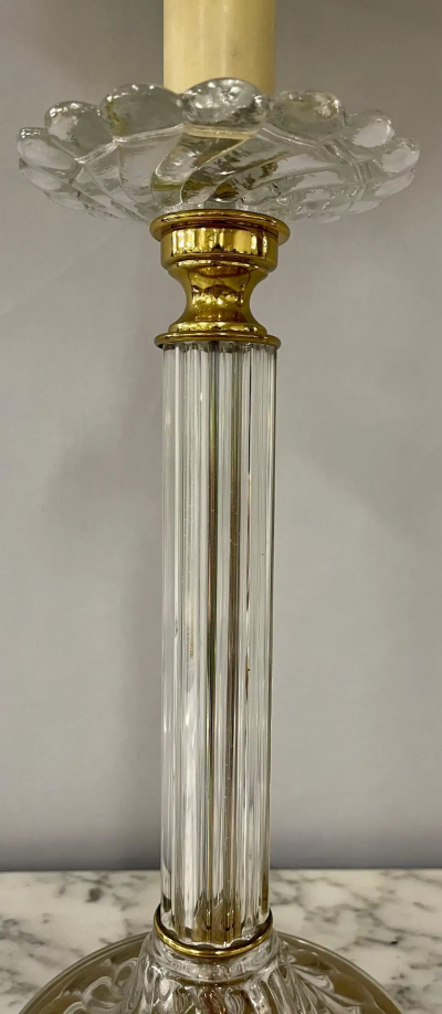 Mid Century Modern Pair of Baccarat Style Table Lamps Crystal 1960s