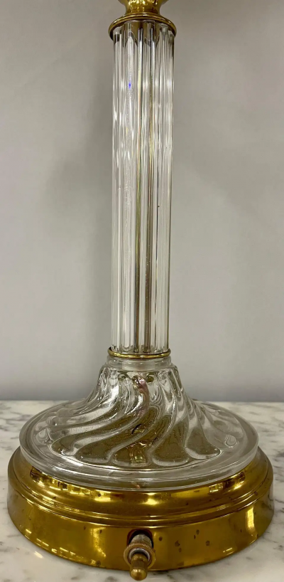 Mid Century Modern Pair of Baccarat Style Table Lamps Crystal 1960s