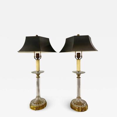 Mid Century Modern Pair of Baccarat Style Table Lamps Crystal 1960s