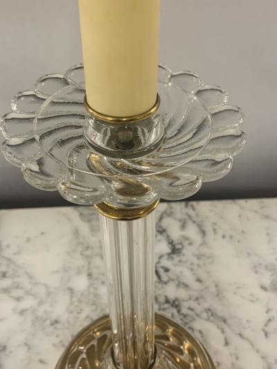 Mid Century Modern Pair of Baccarat Style Table Lamps Crystal 1960s