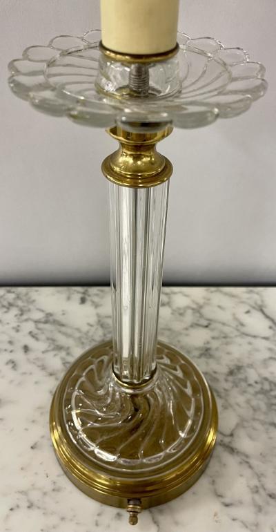 Mid Century Modern Pair of Baccarat Style Table Lamps Crystal 1960s