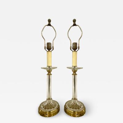 Mid Century Modern Pair of Baccarat Style Table Lamps Crystal 1960s