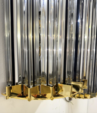 Mid Century Modern Pair of Glass Wall Lights 1970s