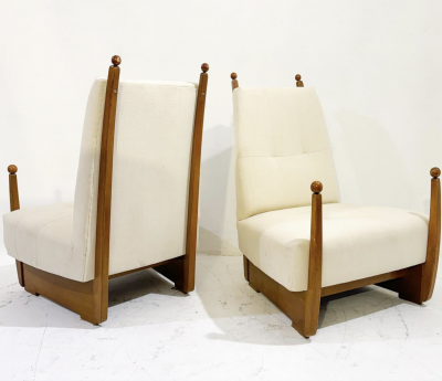 Mid Century Modern Pair of Hungarian Armchair 1960s New Upholstery