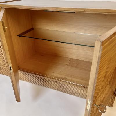 Mid Century Modern Pair of Italian Cherry Veneer Cabinets w Breadsticks Doors