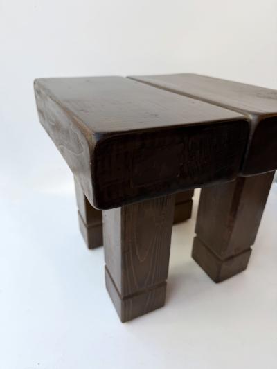 Mid Century Modern Pair of Massive Wood Stools Italy 1960s