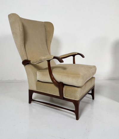 Mid Century Modern Pair of Paolo Buffa Armchairs 1950s New Upholstery