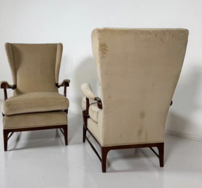 Mid Century Modern Pair of Paolo Buffa Armchairs 1950s New Upholstery