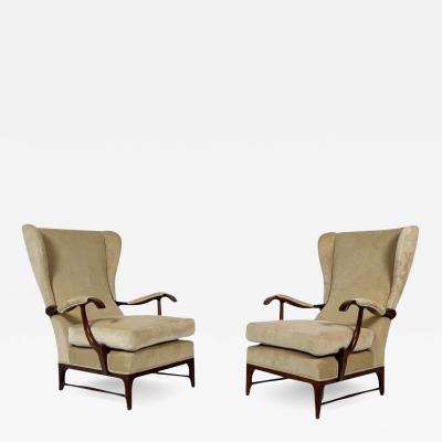 Mid Century Modern Pair of Paolo Buffa Armchairs 1950s New Upholstery