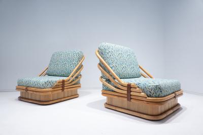 Mid Century Modern Pair of Rattan Armchairs