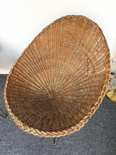 Mid Century Modern Pair of Rattan Armchairs France 1950s