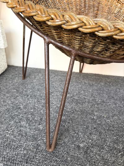 Mid Century Modern Pair of Rattan Armchairs France 1950s