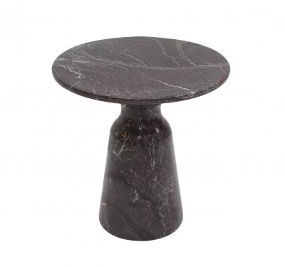 Mid Century Modern Pair of Round Marble Rosso Levanto End Tables Italy 70s
