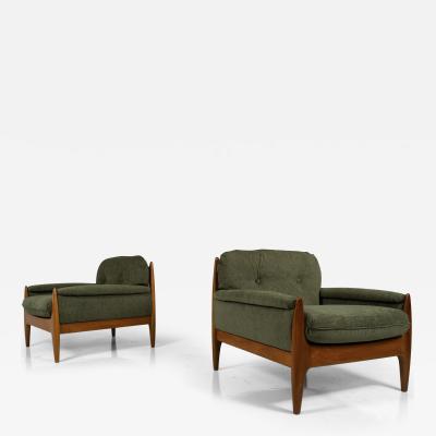 Mid Century Modern Pair of Scandinavian Armchairs 1960s New Upholstery