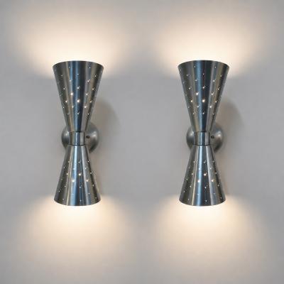 Mid Century Modern Pair of Vintage Aluminum Sconces Italy 1950s