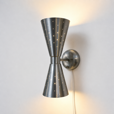Mid Century Modern Pair of Vintage Aluminum Sconces Italy 1950s