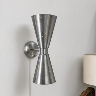 Mid Century Modern Pair of Vintage Aluminum Sconces Italy 1950s
