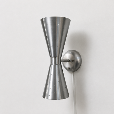 Mid Century Modern Pair of Vintage Aluminum Sconces Italy 1950s