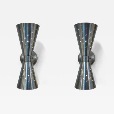 Mid Century Modern Pair of Vintage Aluminum Sconces Italy 1950s