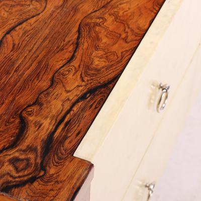 Mid Century Modern Parchment and Rosewood Dresser Sideboard c 1950