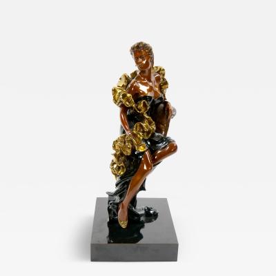 Mid Century Modern Patinated Bronze Figural Sculpture of a Reclining Lady