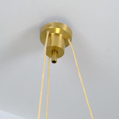 Mid Century Modern Pendant in Brass and Pleated Shade Sweden 1960s 70s