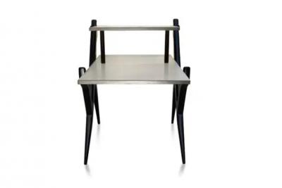 Mid Century Modern Phone Table in Wood Black White 1950s Brazil