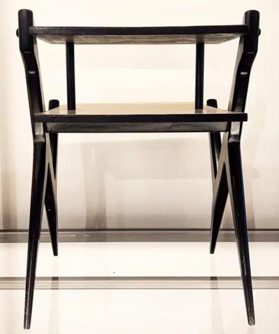 Mid Century Modern Phone Table in Wood Black White 1950s Brazil