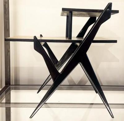 Mid Century Modern Phone Table in Wood Black White 1950s Brazil