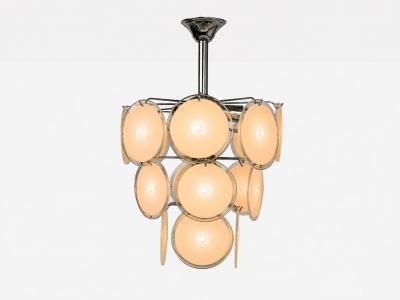 Mid Century Modern Pink Murano Glass Chrome Pendant Light 1960s
