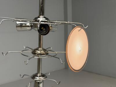 Mid Century Modern Pink Murano Glass Chrome Pendant Light 1960s