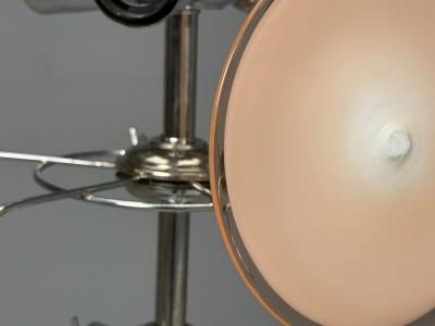 Mid Century Modern Pink Murano Glass Chrome Pendant Light 1960s