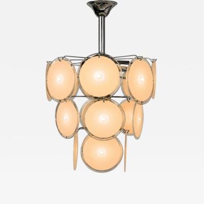 Mid Century Modern Pink Murano Glass Chrome Pendant Light 1960s